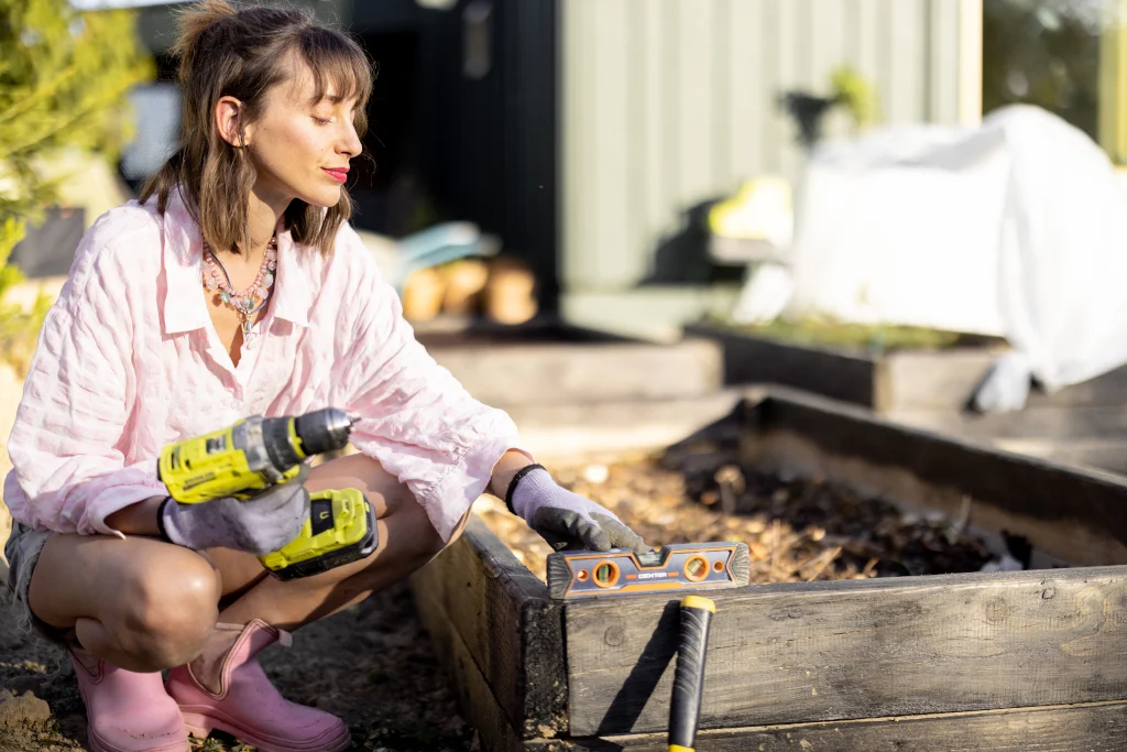 woman-makes-raised-beds-for-growing-vegetables