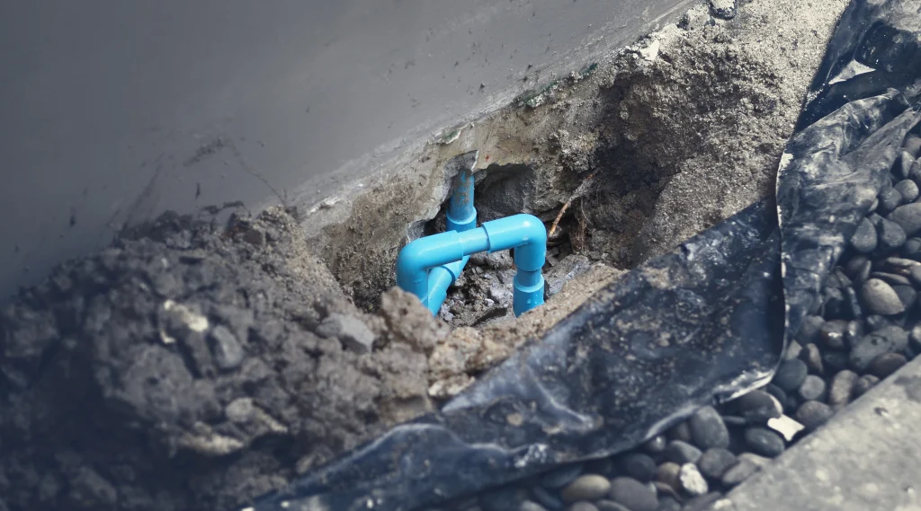 broken-water-pipe-blue-color-underground-in-the-house
