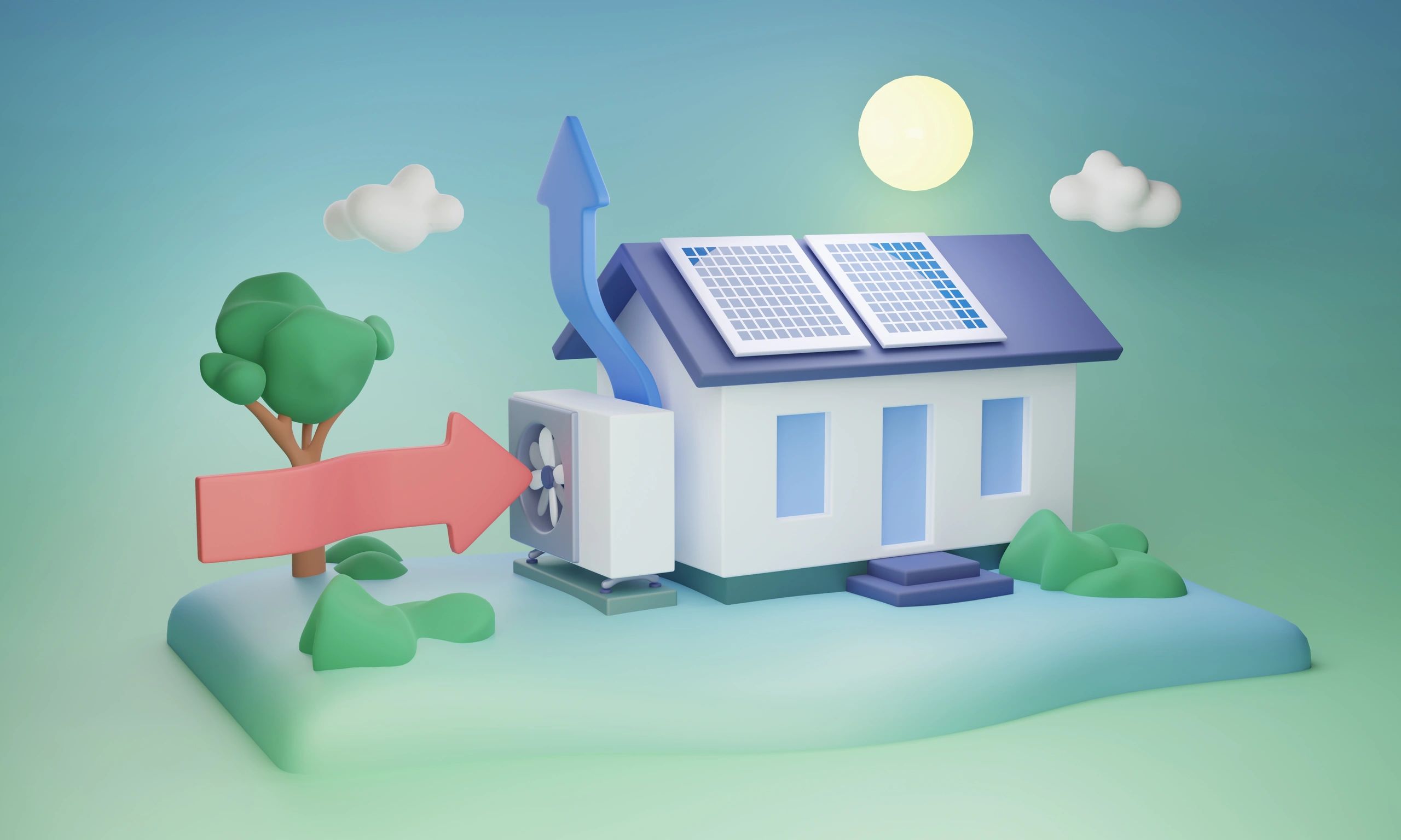 Modern heat pump system.