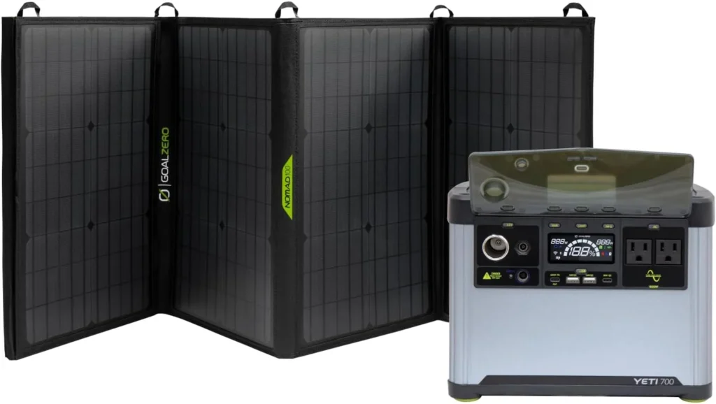 Goal Zero folding solar panels with a Yeti portable power station